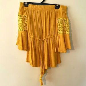 Yellow Off the Shoulder Romper